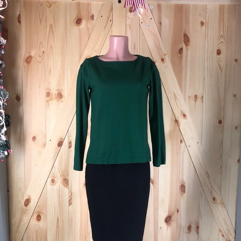 J Jill Top Blouse Womens XSmall Grenn Ponte Round Neck Long Sleeve Knit… - Picture 11 of 16